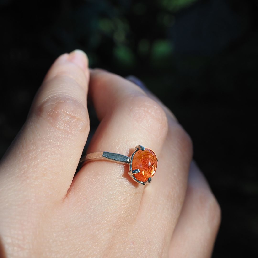 Petite Sunstone Ring-Handmade Sterling Silver