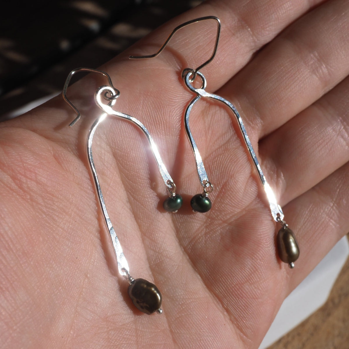 Green Pearl Mobile Earrings - Mettle by Abby