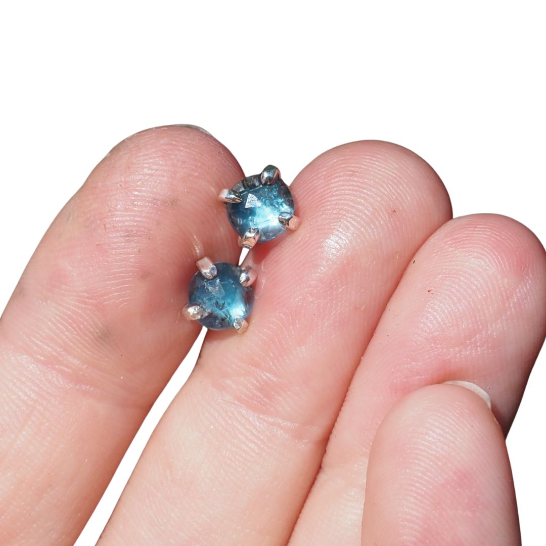 Blue Kyanite Studs– Handmade Sterling Silver