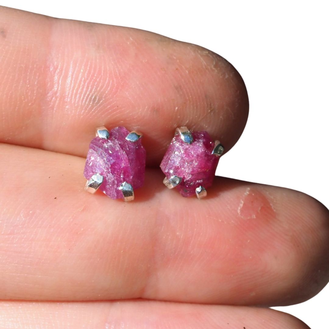 Star Ruby Studs– Handmade Sterling Silver