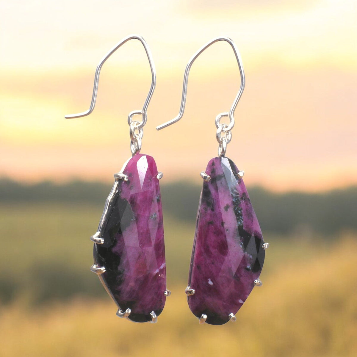 Hot Pink Sapphire Earrings - Mettle by Abby