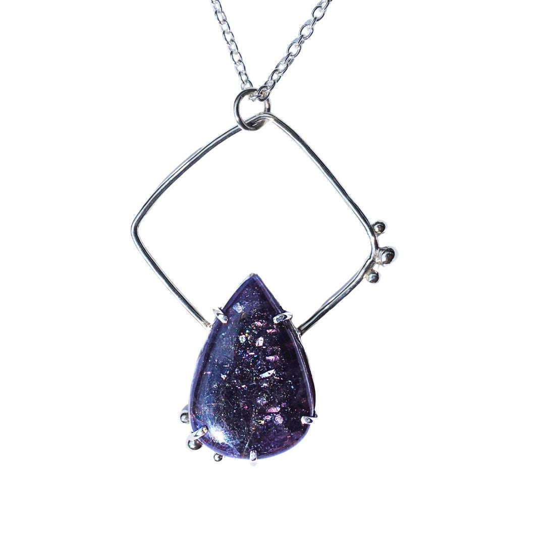 Constellation Necklace-Iolite Sunstone and Sterling Silver Statement Necklace