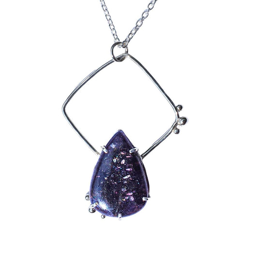 Constellation Necklace-Iolite Sunstone and Sterling Silver Statement Necklace