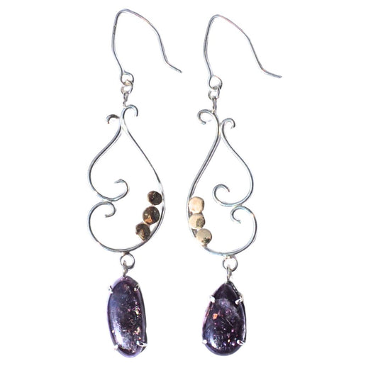 Stardrift Earrings-Handmade Sterling Silver and 14k Yellow Gold