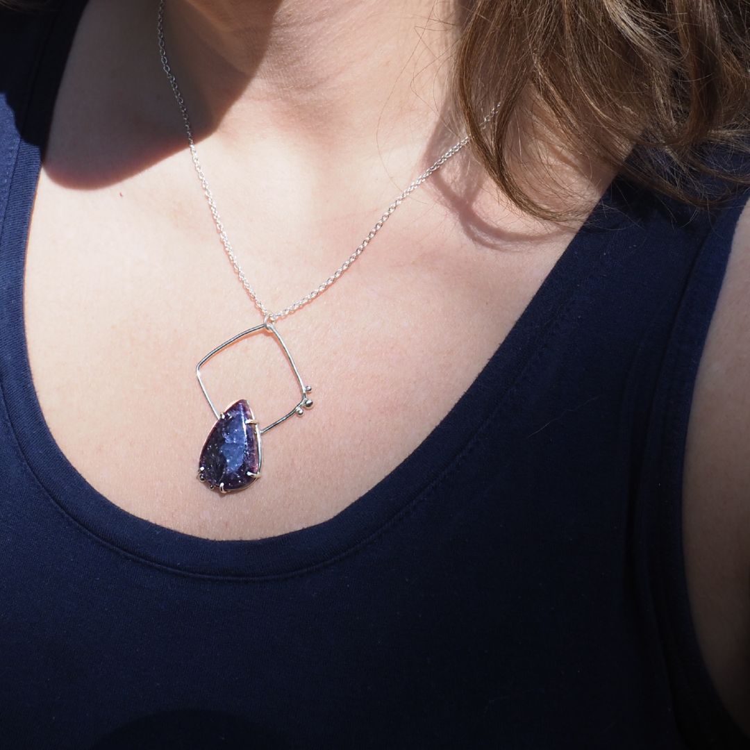 Constellation Necklace-Iolite Sunstone and Sterling Silver Statement Necklace