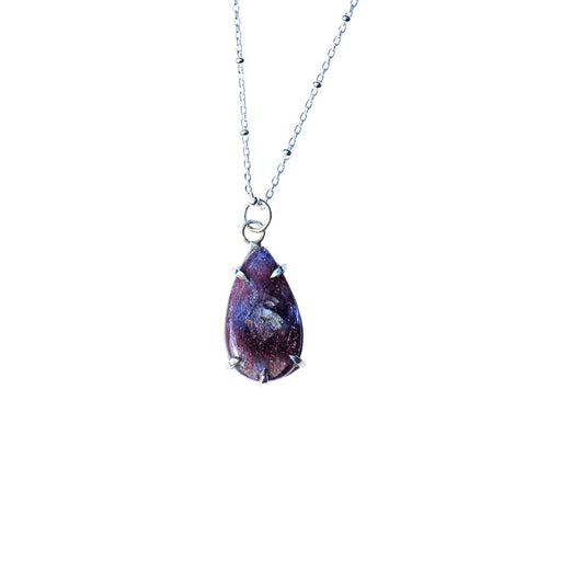 Petite Iolite Sunstone Necklace-Iolite Sunstone and Sterling Silver Necklace