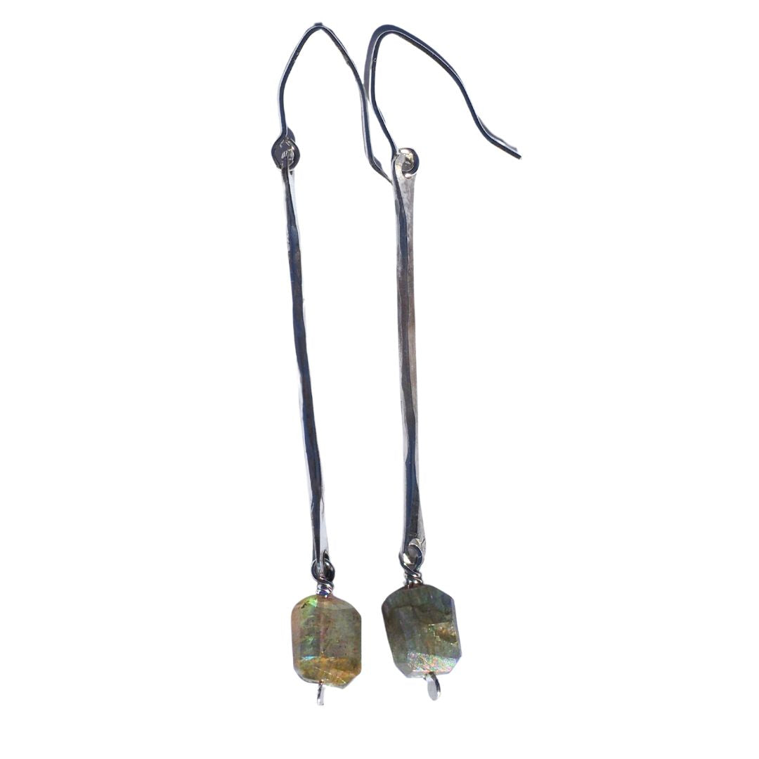 Labradorite Driftwood Earrings– Handmade Sterling Silver