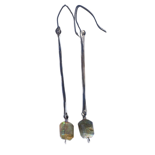 Labradorite Driftwood Earrings– Handmade Sterling Silver