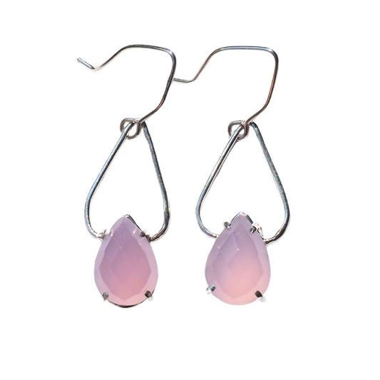 Lavender Quartz Petal Earrings-Handmade Sterling Silver