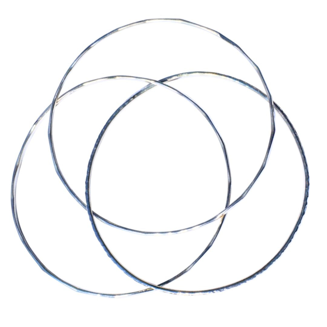Silver Orbit Linked Bangles-Handmade Sterling Silver