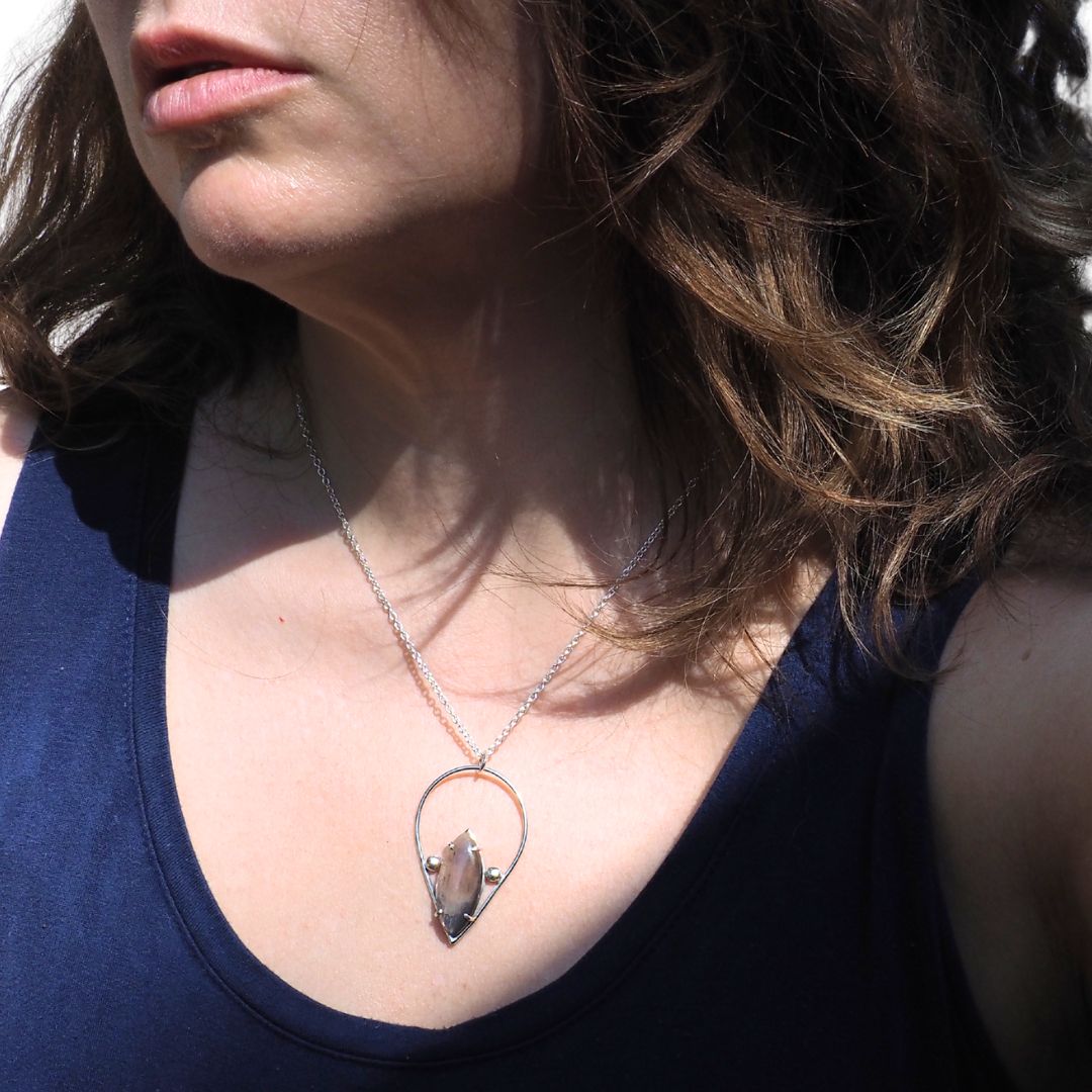 Starfall Necklace-Handmade Sterling Silver and Meteor Shower Sunstone