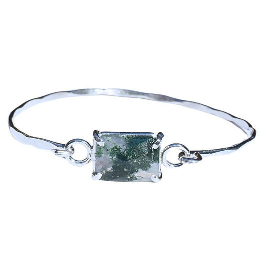 Moss Agate Hook Bracelet-Handmade Sterling Silver