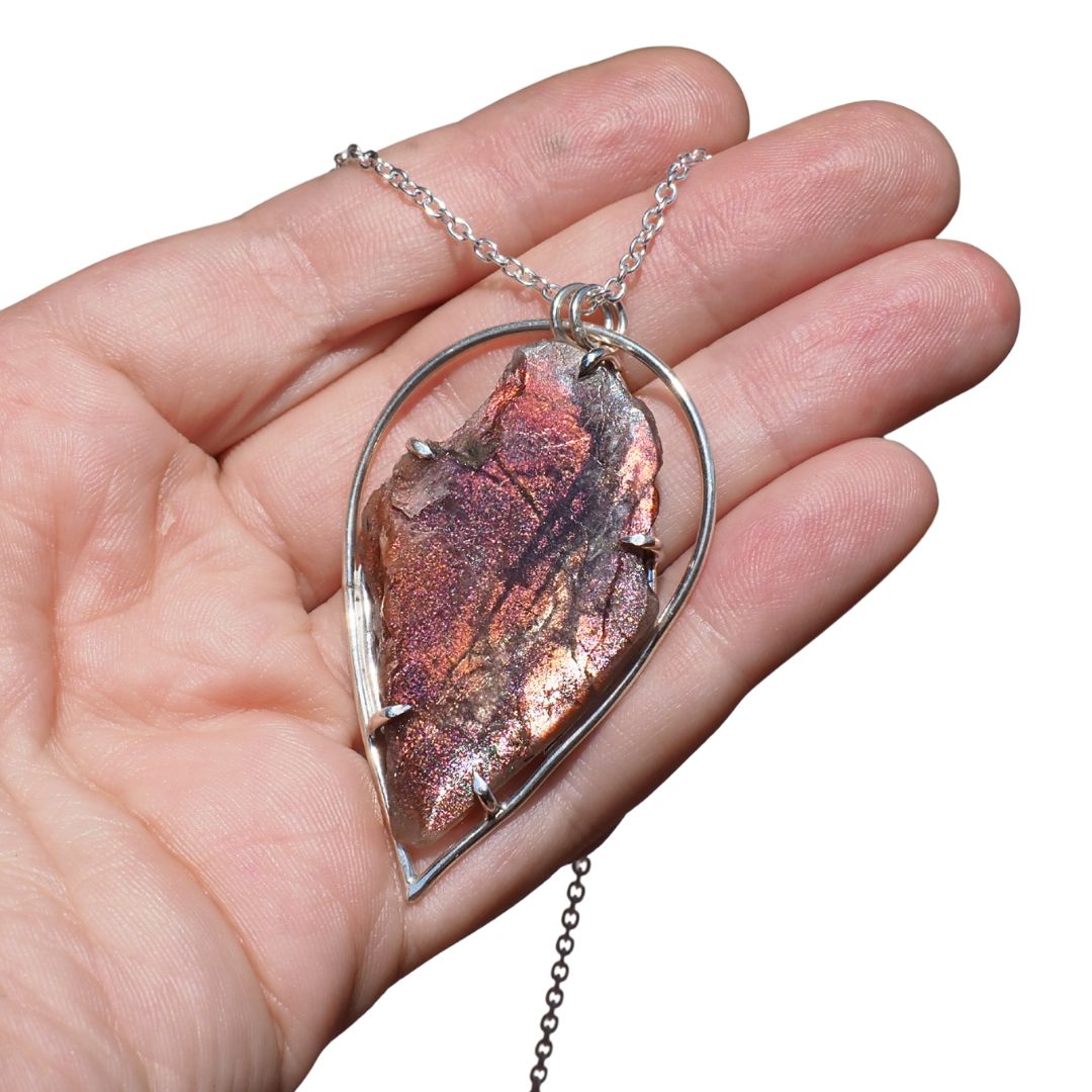 Cosmic Rift Necklace-Handmade Sterling Silver and Sunstone