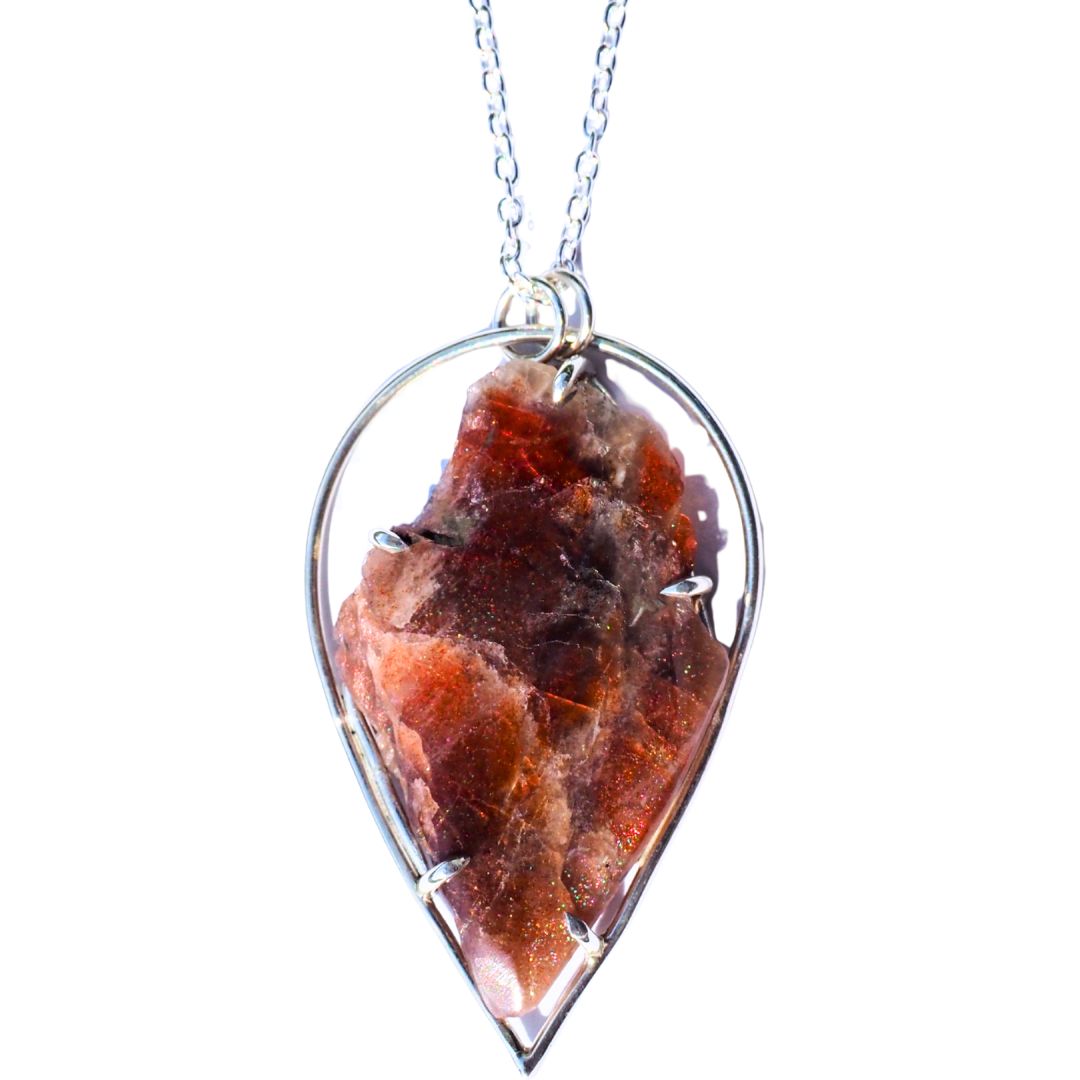 Cosmic Rift Necklace-Handmade Sterling Silver and Sunstone