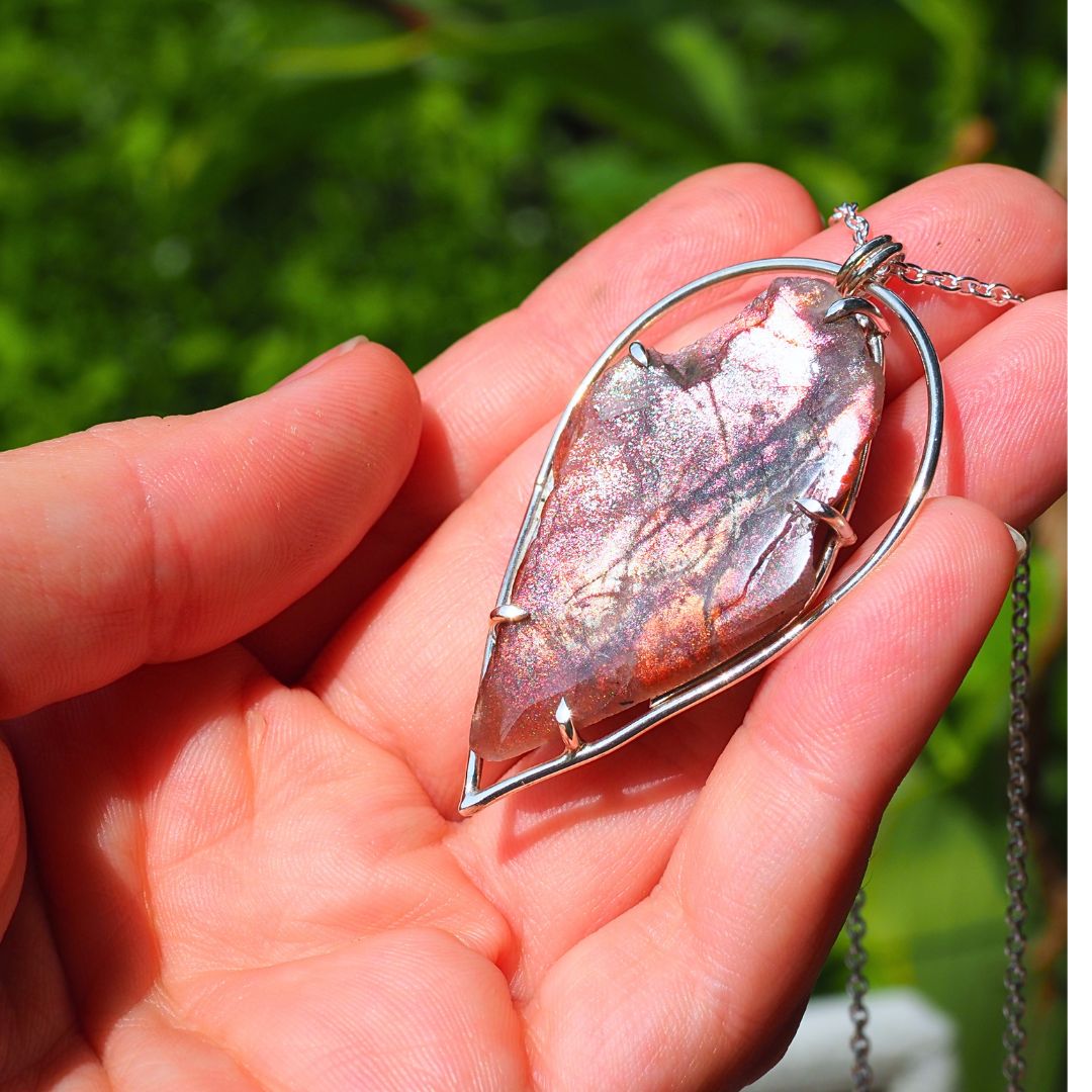 Cosmic Rift Necklace-Handmade Sterling Silver and Sunstone