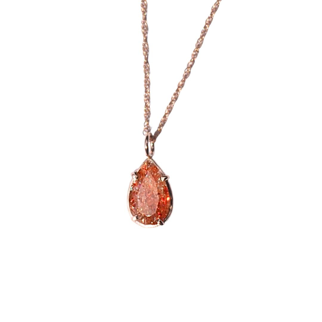 14k Firelight Necklace-Handmade 14k Rose Gold and Sunstone