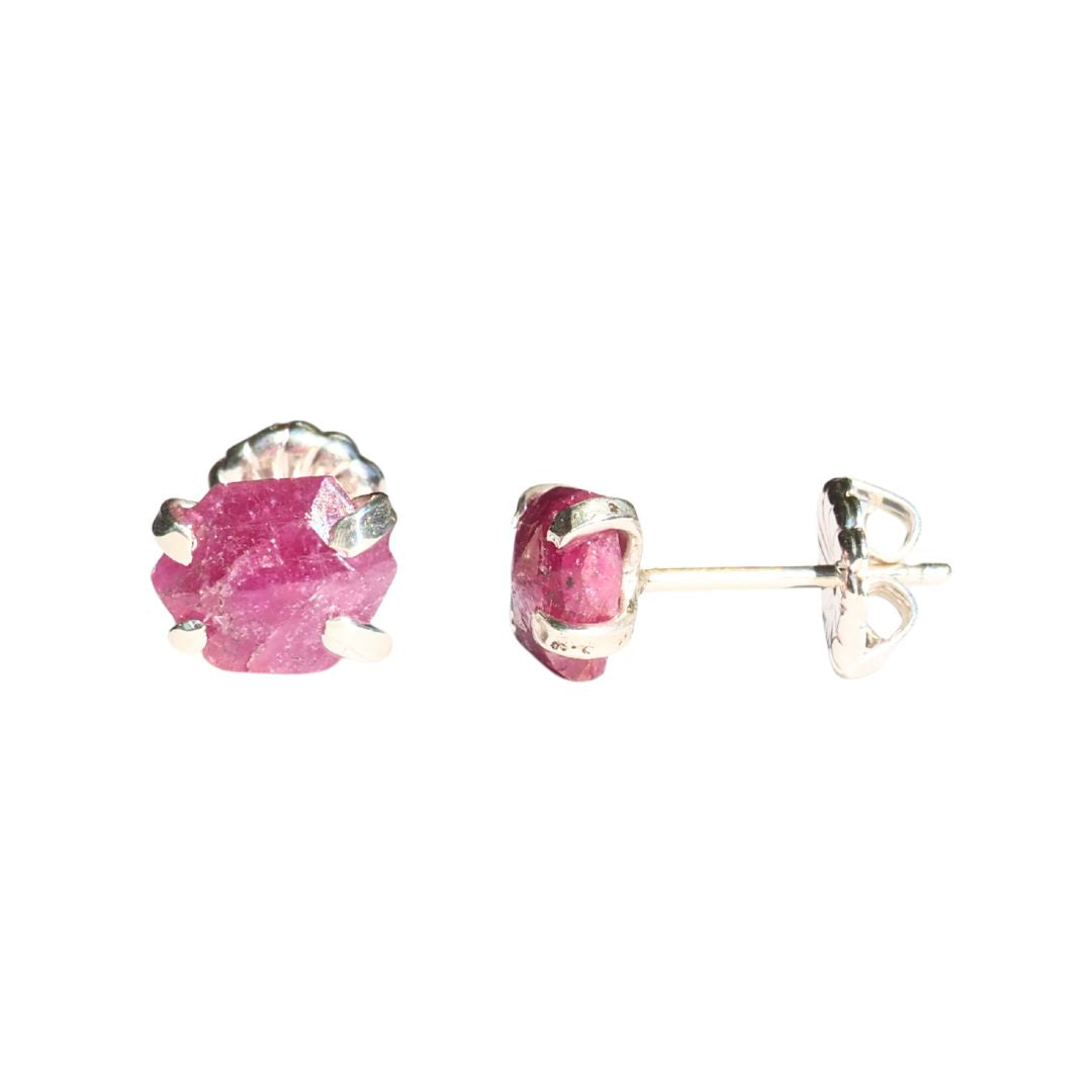 Star Ruby Studs– Handmade Sterling Silver
