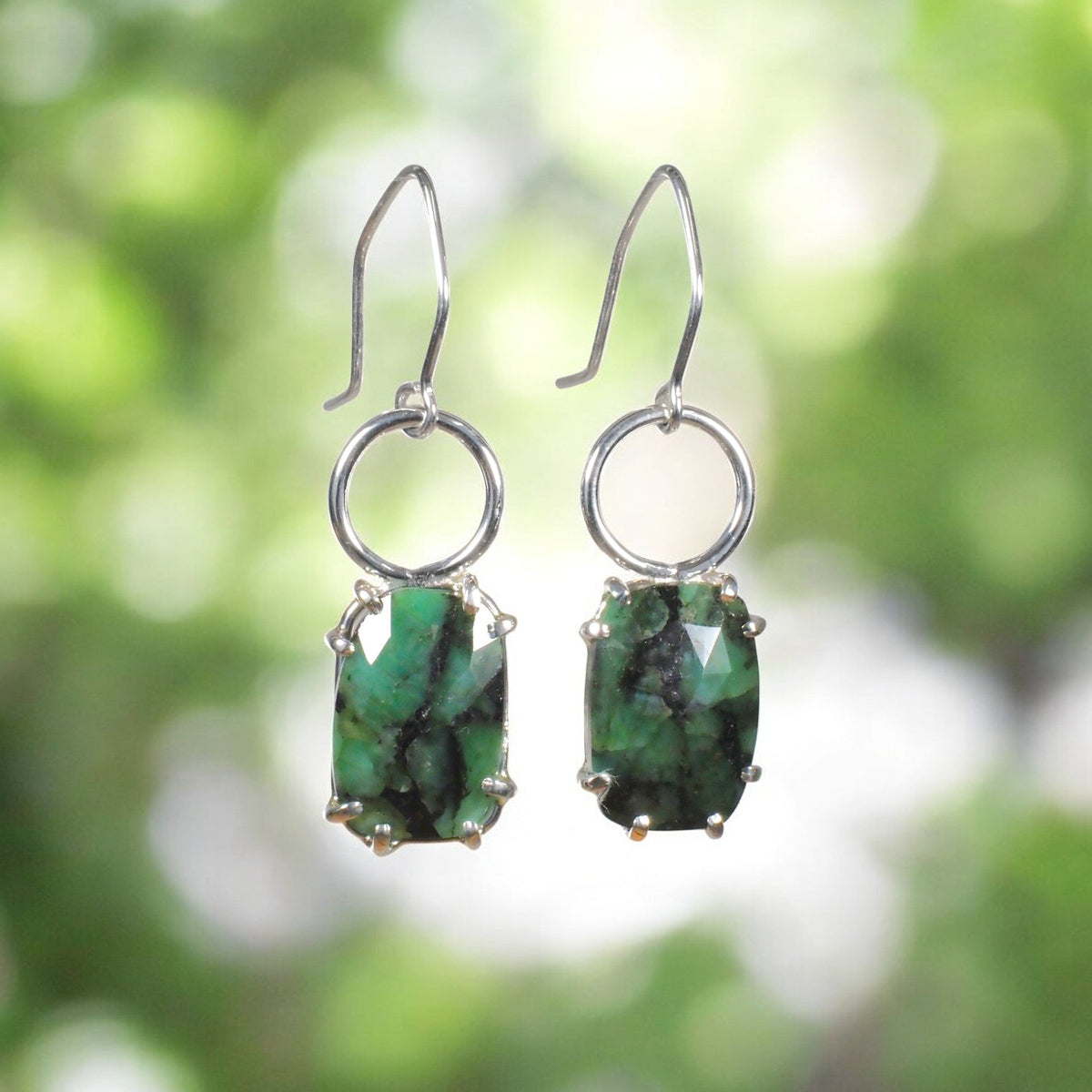 Silver Emerald Earrings - Mettle by Abby
