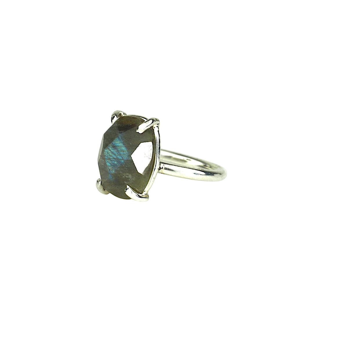 Soft Rectangular Rose Cut Labradorite Ring - Mettle by Abby