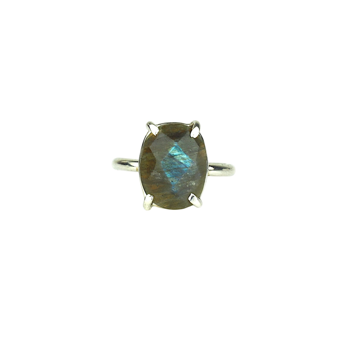Soft Rectangular Rose Cut Labradorite Ring - Mettle by Abby