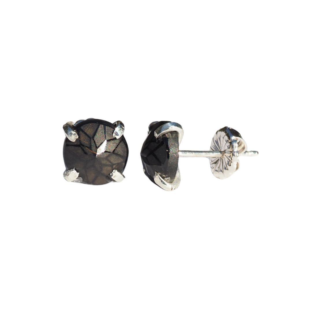 Black Star Spinel Studs – Handmade Sterling Silver