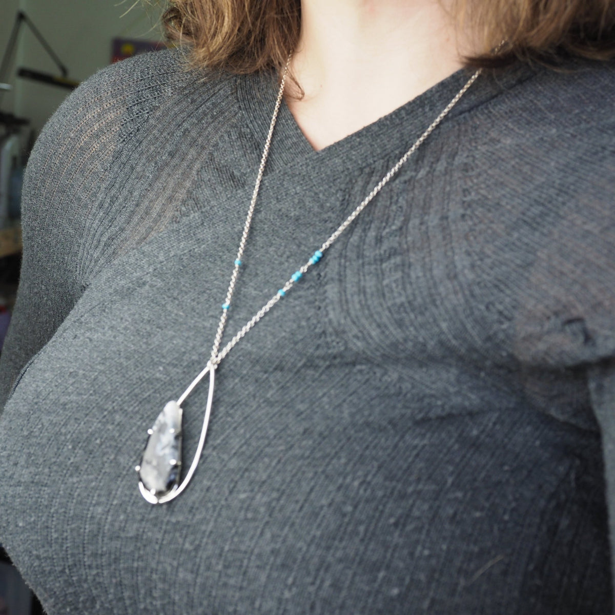 Spotted Moonstone Statement Necklace - Mettle by Abby