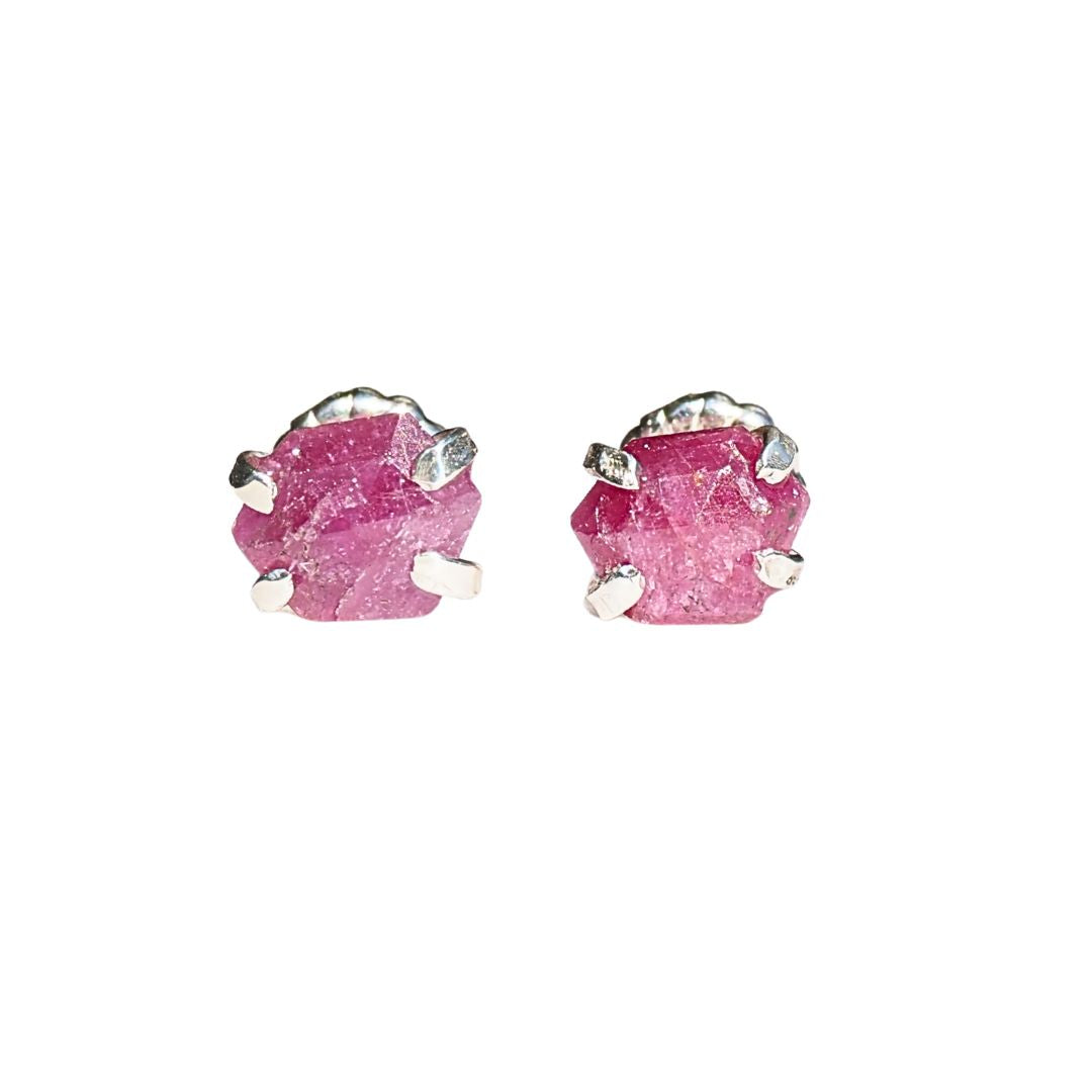 Star Ruby Studs– Handmade Sterling Silver