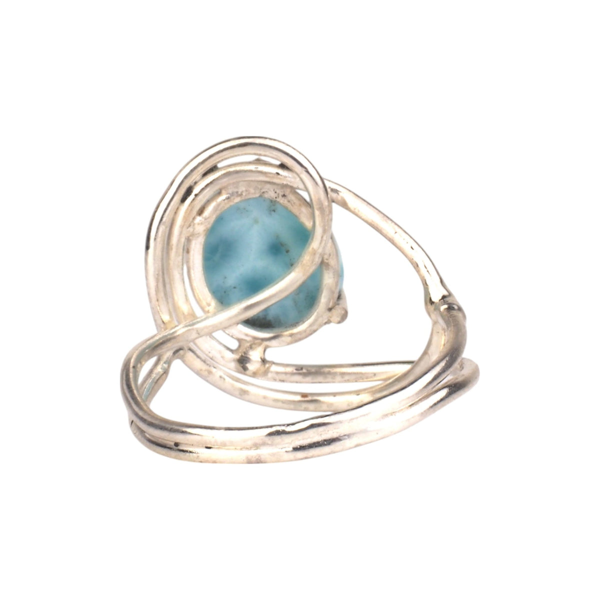 Sterling Silver Larimar Ring - Art Nouveau Inspired Flowing Design - Mettle by Abby