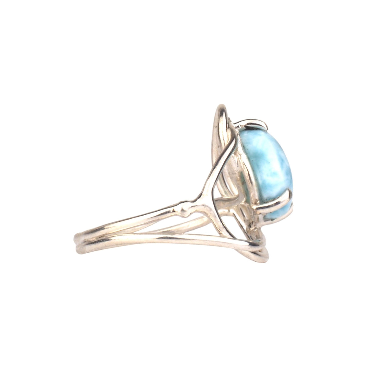 Sterling Silver Larimar Ring - Art Nouveau Inspired Flowing Design - Mettle by Abby