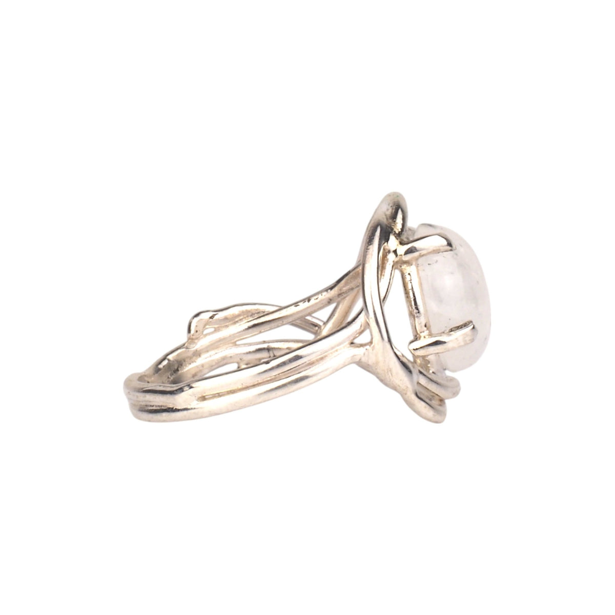 Sterling Silver Moonstone Ring - Elven Star East - West Design - Mettle by Abby