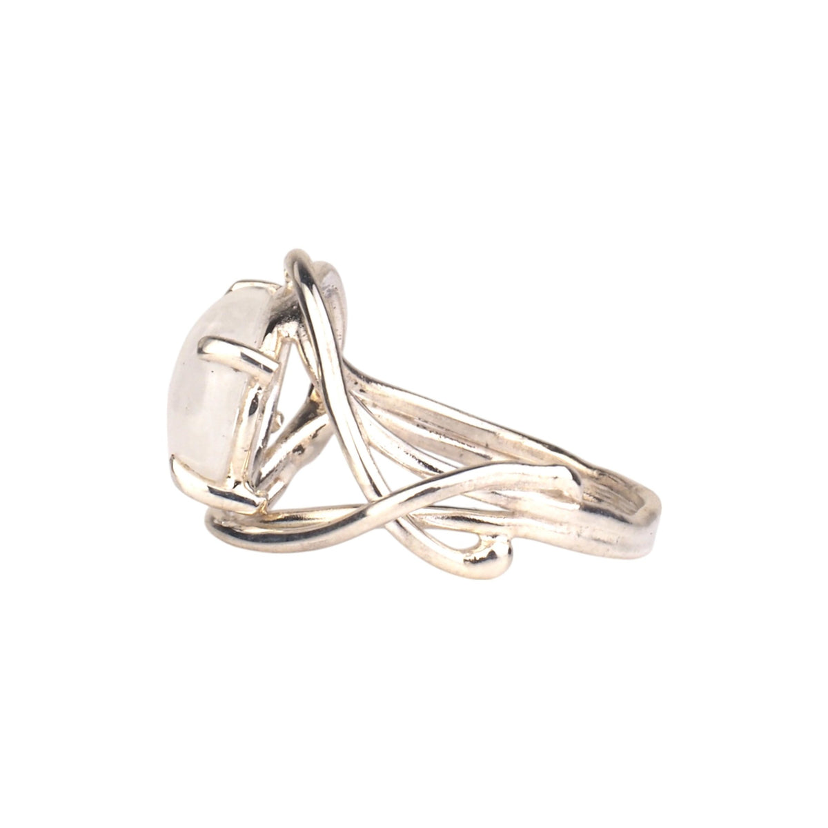 Sterling Silver Moonstone Ring - Elven Star East - West Design - Mettle by Abby