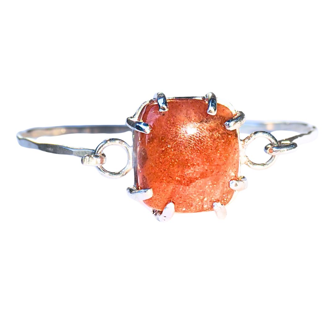 Sunstone Hook Bracelet-Handmade Sterling Silver and Sunstone