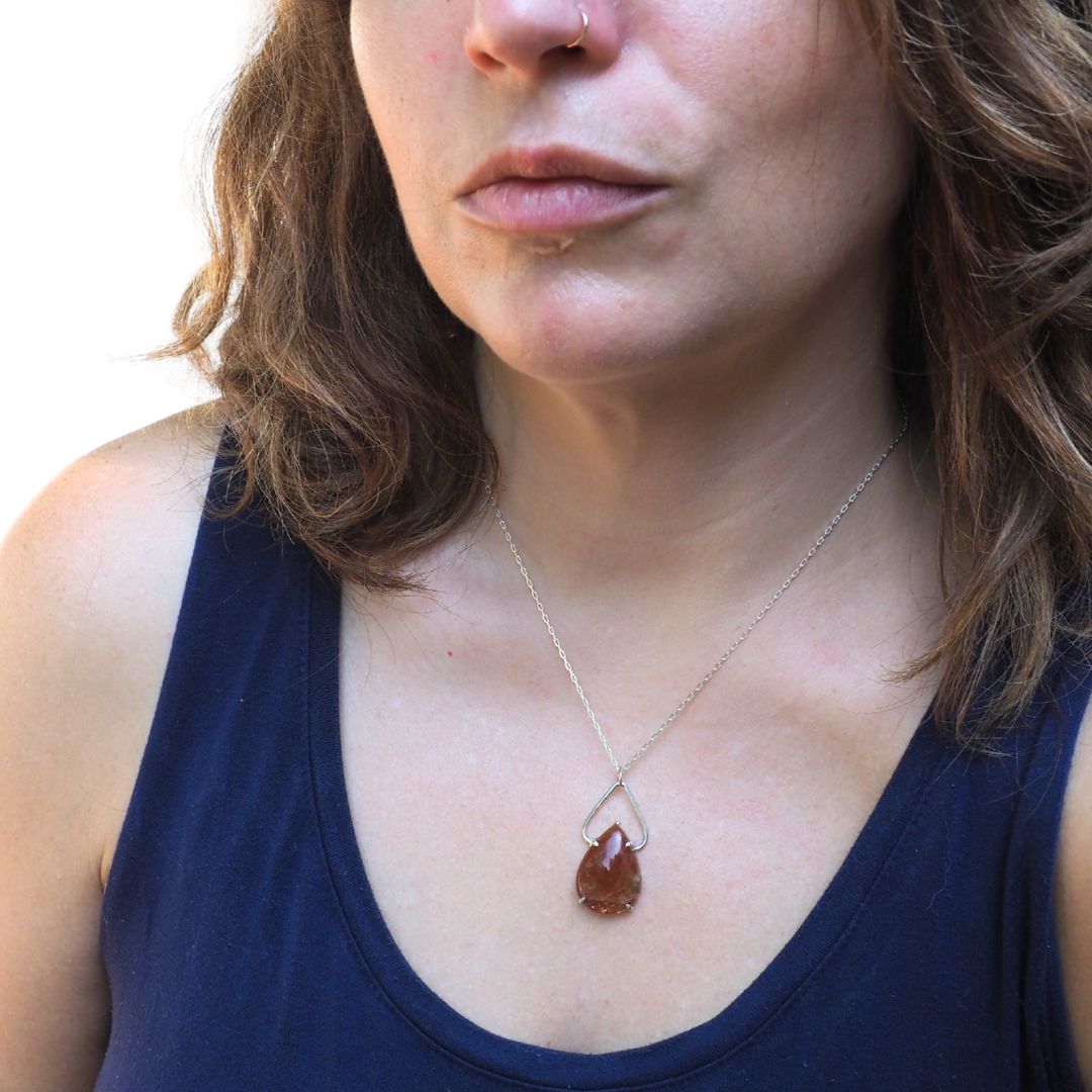 Sunstone Petal Necklace-Sunstone and Sterling Silver Necklace