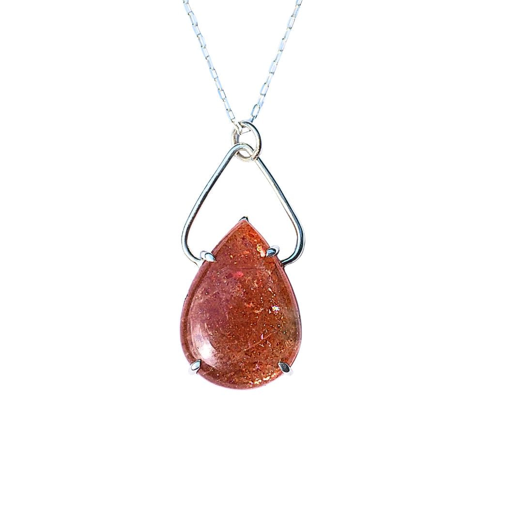 Sunstone Petal Necklace-Sunstone and Sterling Silver Necklace