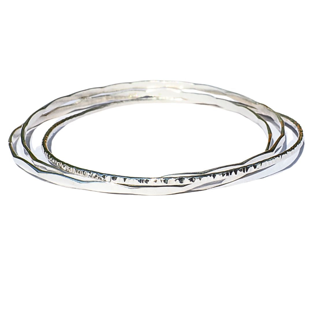 Silver Orbit Linked Bangles-Handmade Sterling Silver