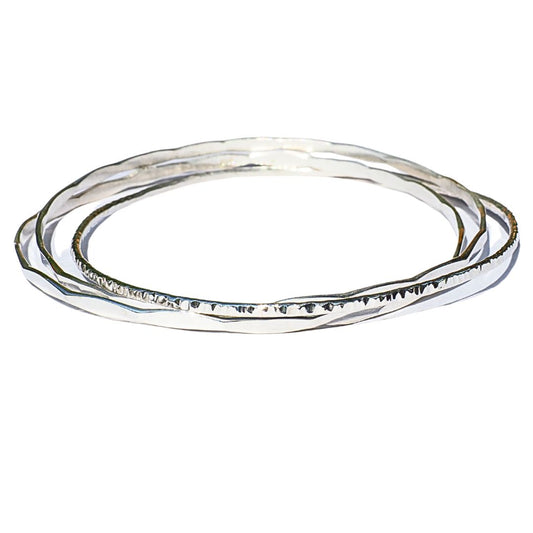 Silver Orbit Linked Bangles-Handmade Sterling Silver
