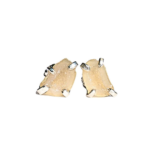 Tiny Geode Studs– Handmade Sterling Silver