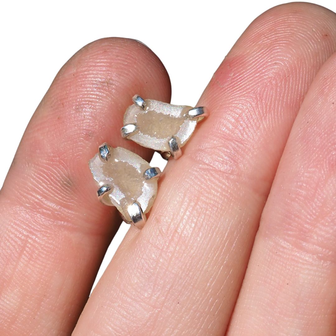 Tiny Geode Studs– Handmade Sterling Silver