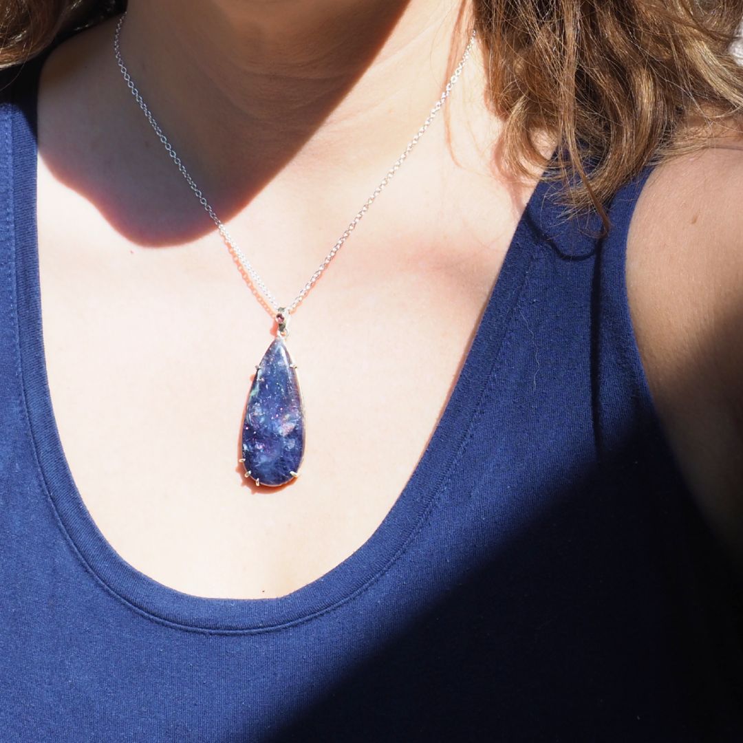 Wearable Galaxy Necklace-Iolite Sunstone, Rhodolite Garnet and Sterling Silver Necklace