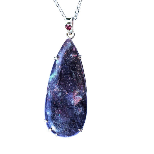 Wearable Galaxy Necklace-Iolite Sunstone, Rhodolite Garnet and Sterling Silver Necklace