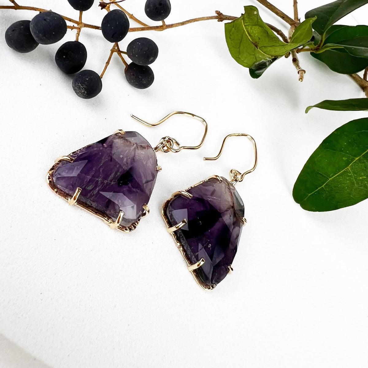 14k Amethyst Dream Earrings - Mettle by Abby