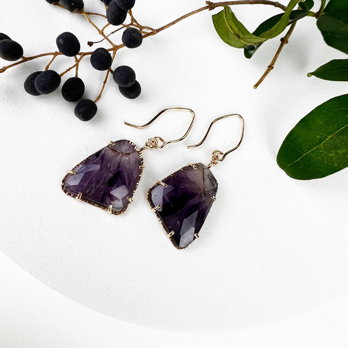 14k Amethyst Dream Earrings - Mettle by Abby