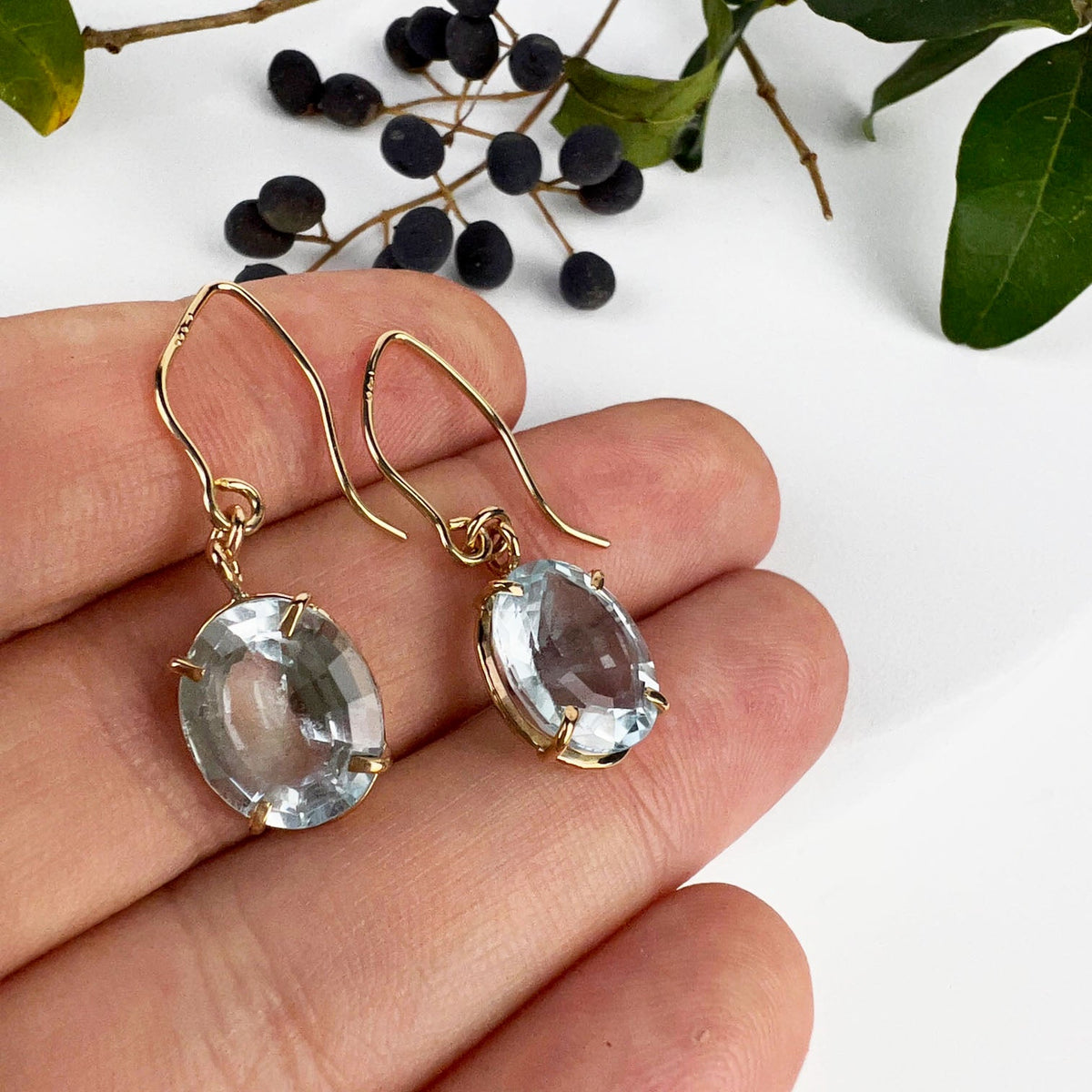 14k Daylight Blue Sky Topaz Earrings - Mettle by Abby
