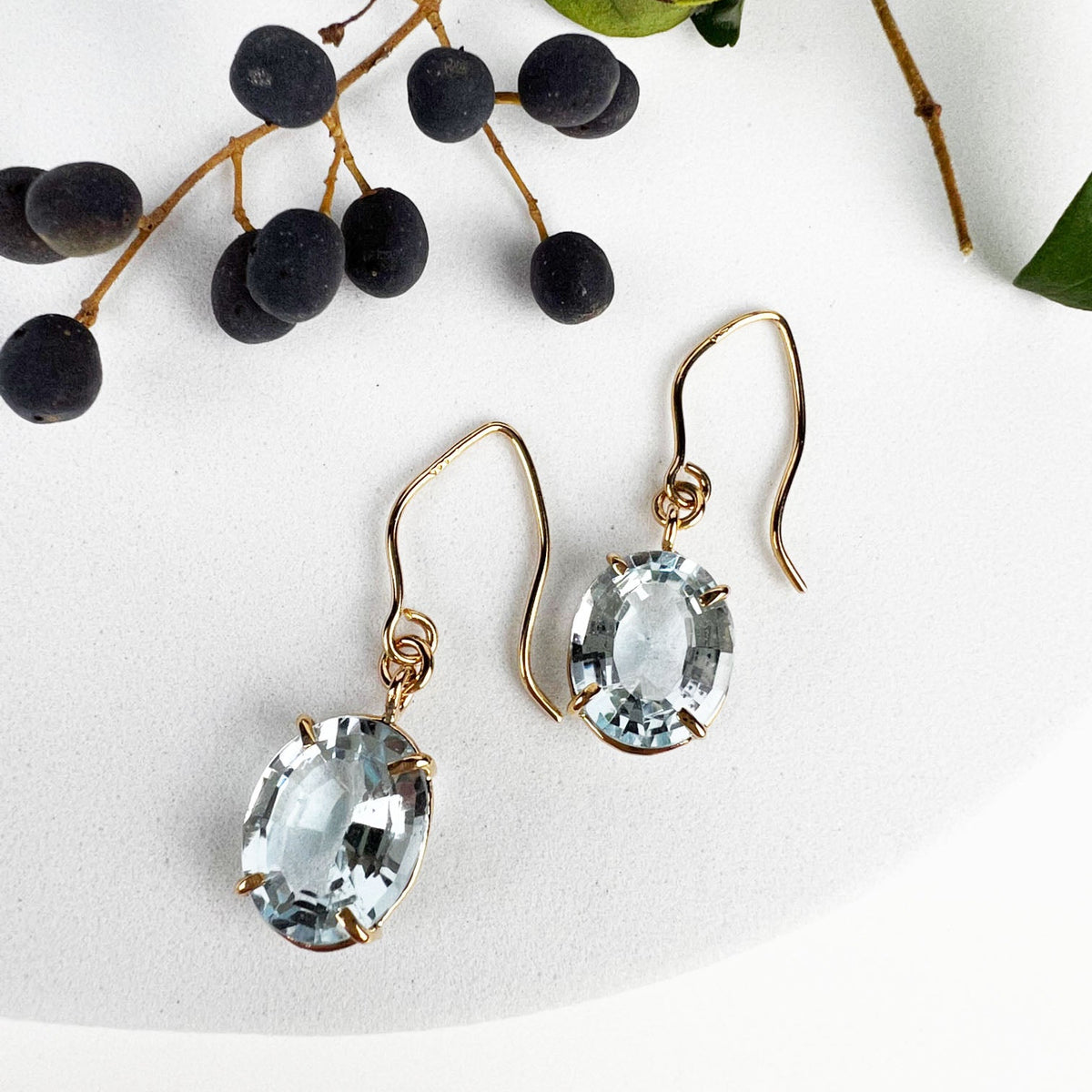 14k Daylight Blue Sky Topaz Earrings - Mettle by Abby