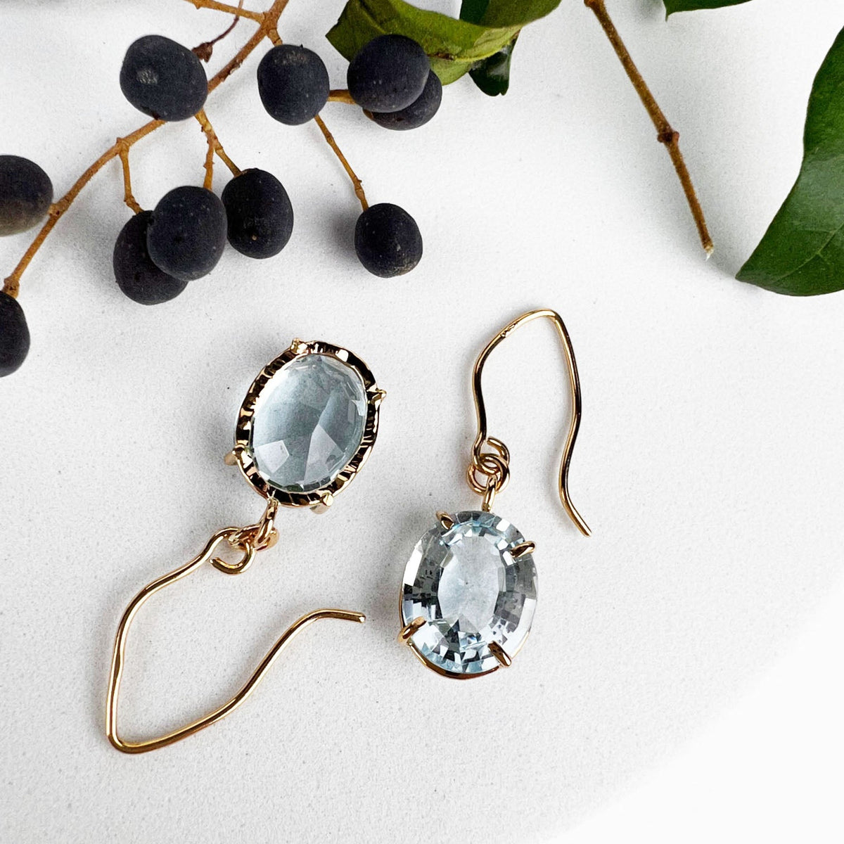 14k Daylight Blue Sky Topaz Earrings - Mettle by Abby