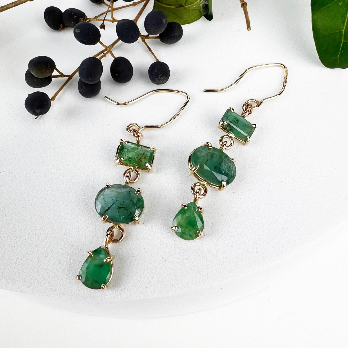 14k Emerald Earrings - Mettle by Abby