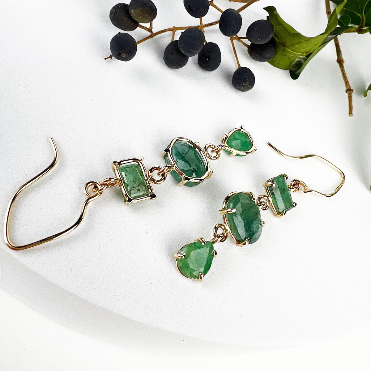 14k Emerald Earrings - Mettle by Abby