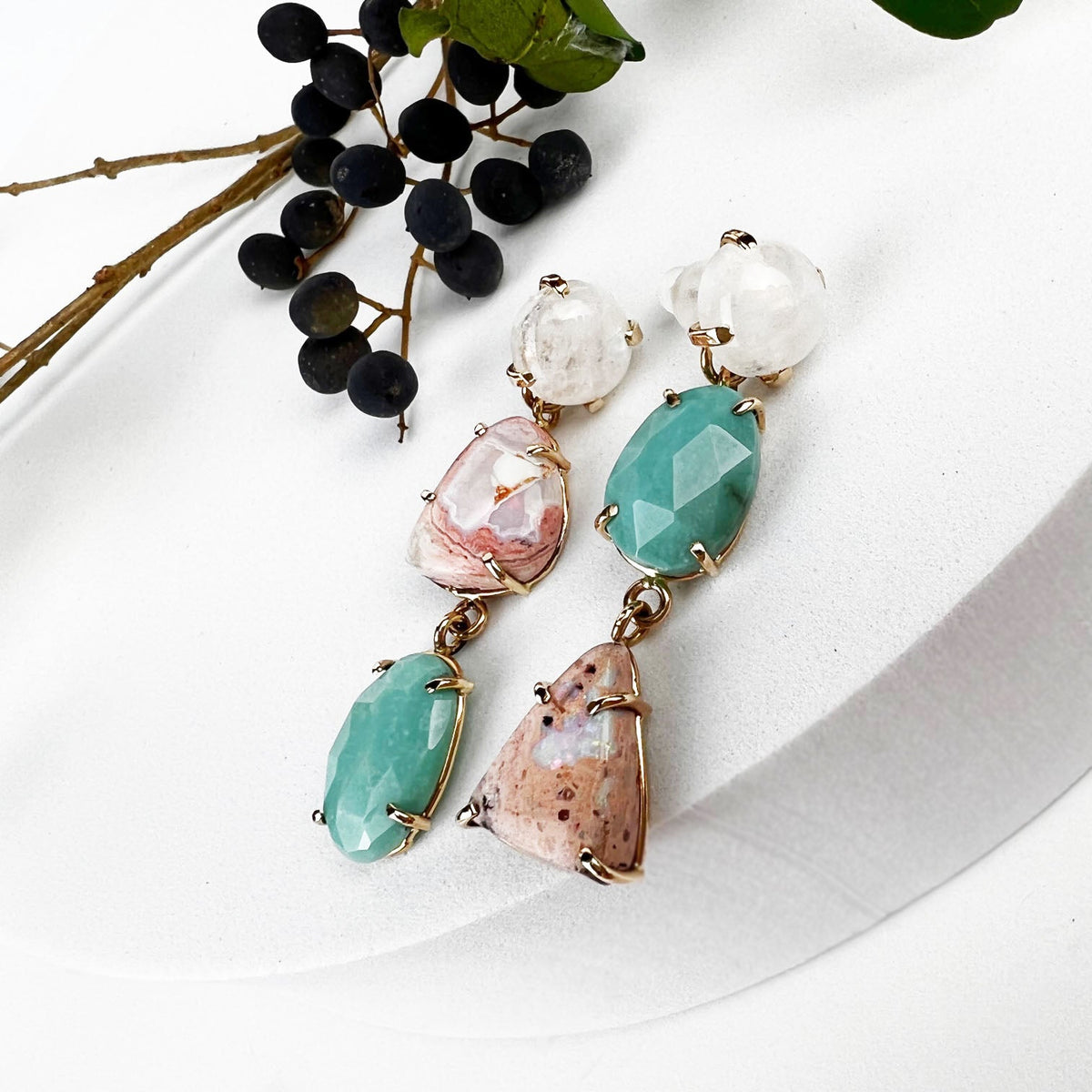 14k Opal Montage Earrings - Mettle by Abby