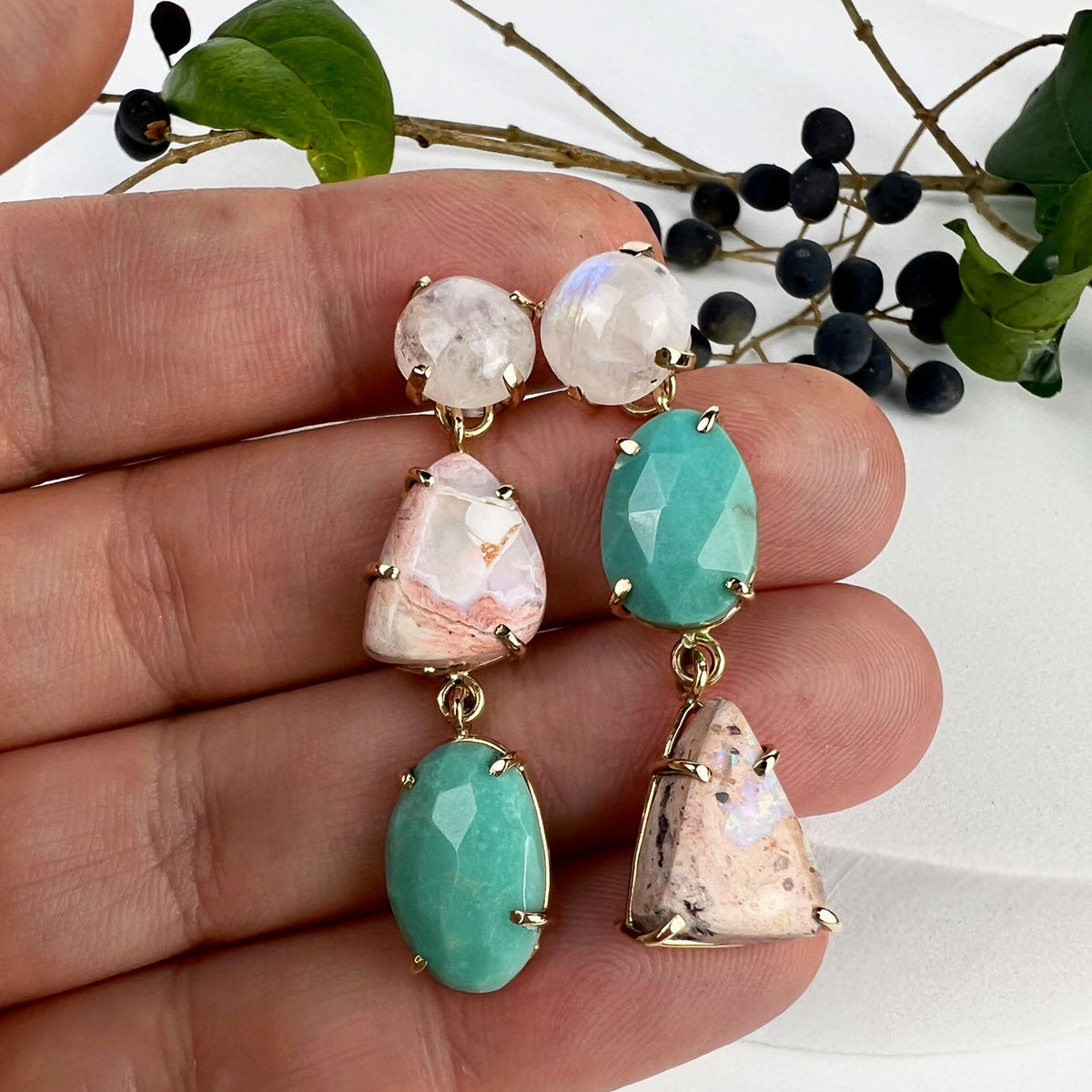 14k Opal Montage Earrings - Mettle by Abby