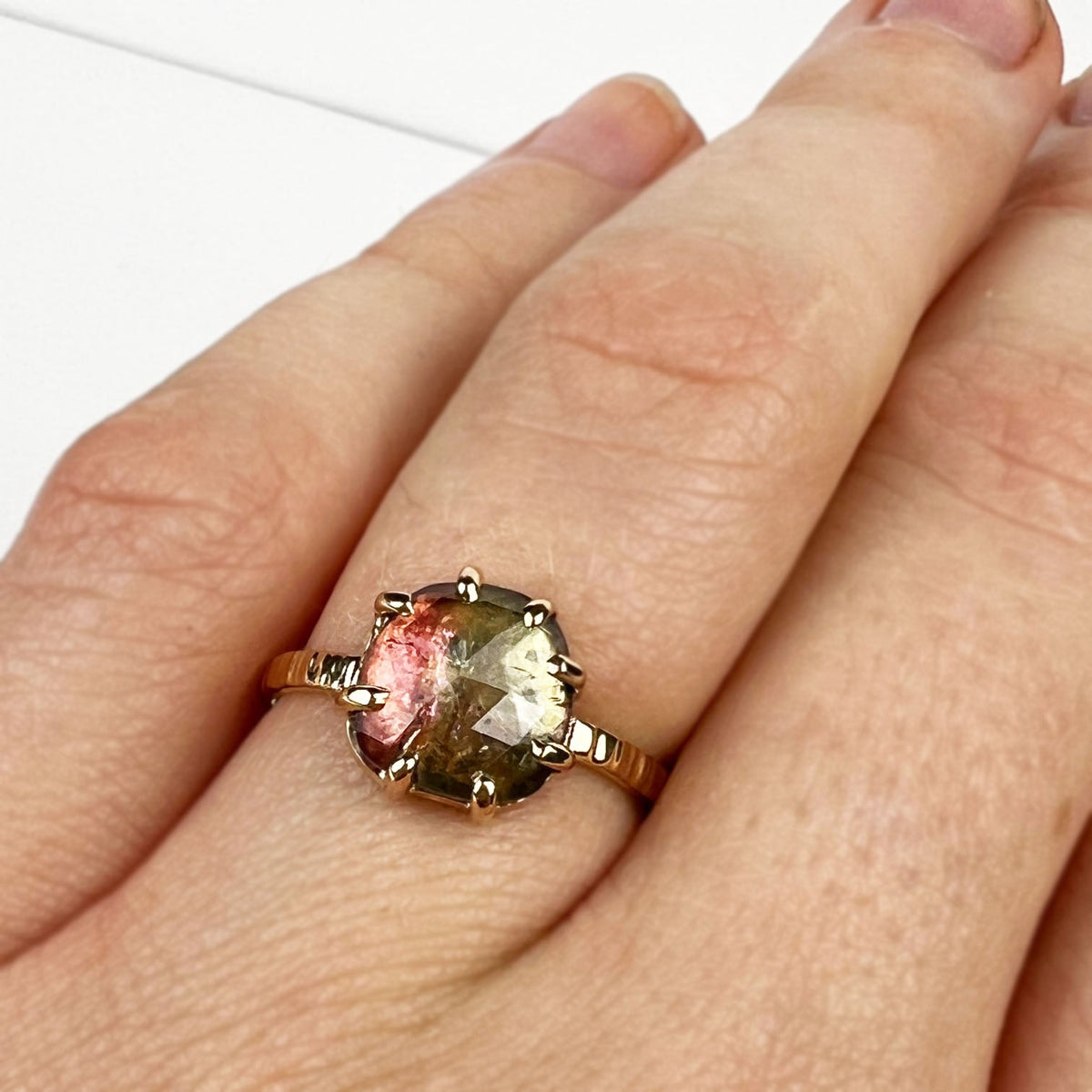 14k Yellow Watermelon Tourmaline Ring - Mettle by Abby